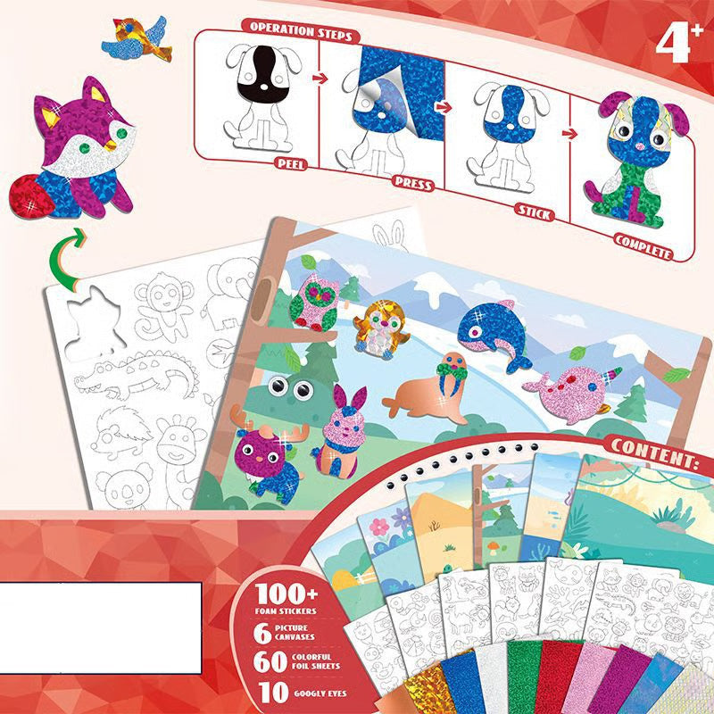 ✨ Glitzerndes Zauber-Set: Kreative Folienbilder für kleine Künstler(3-9 Jahre)