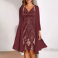 Damen-Set: Kleid mit V-Ausschnitt & transparenter langer Jacke