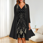 Damen-Set: Kleid mit V-Ausschnitt & transparenter langer Jacke