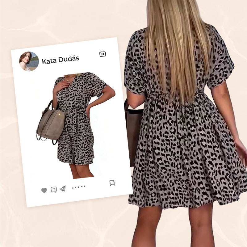 🔥Sommer-Hot-Sale 50% Rabatt❤️Lässiges Damenkleid mit V-Ausschnitt und kurzen Ärmeln