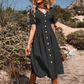 Casual Damenkleid mit V-Ausschnitt und Knopfleiste