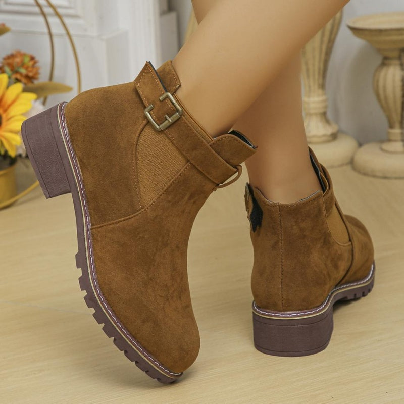 Solide elastische Stiefeletten mit niedrigem Absatz für Damen
