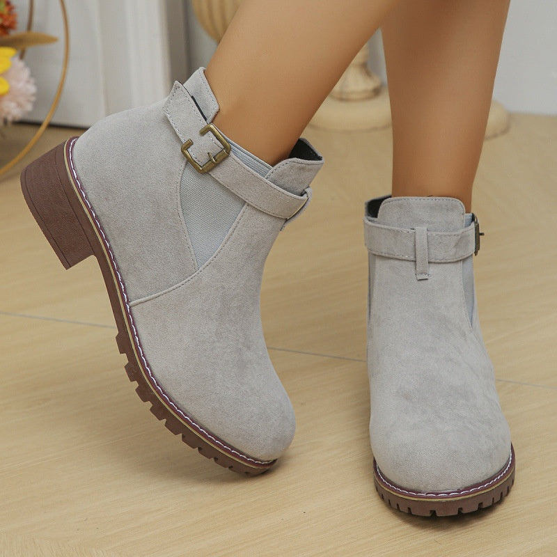 Solide elastische Stiefeletten mit niedrigem Absatz für Damen