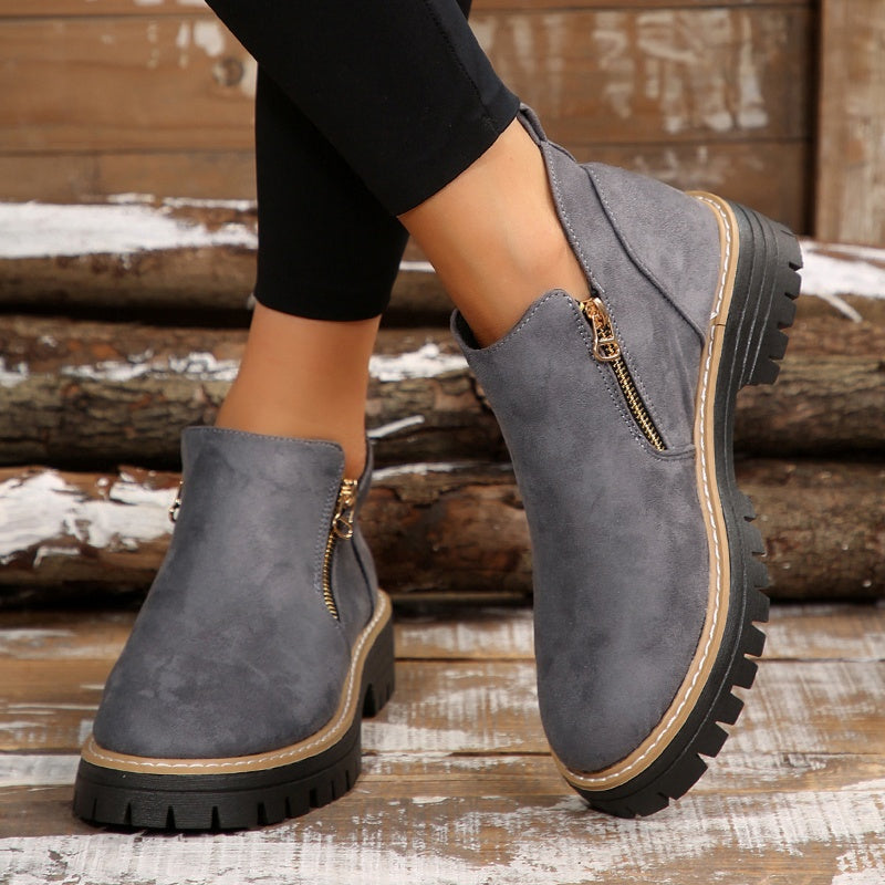 🥾✨Damenschuhe mit runder Spitze und Reißverschluss, für alle Fußformen geeignet