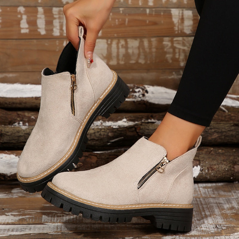 🥾✨Damenschuhe mit runder Spitze und Reißverschluss, für alle Fußformen geeignet