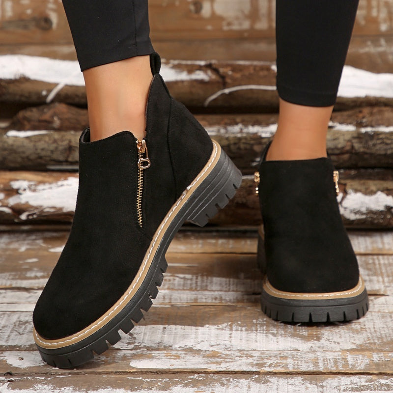 🥾✨Damenschuhe mit runder Spitze und Reißverschluss, für alle Fußformen geeignet