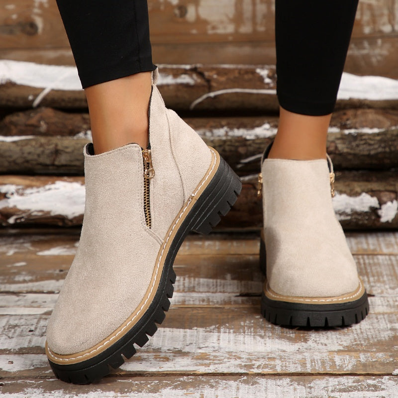 🥾✨Damenschuhe mit runder Spitze und Reißverschluss, für alle Fußformen geeignet