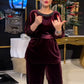 Rundhals-Top mit Strasssteinen & Hose mit weitem Bein – 2-teiliger Set