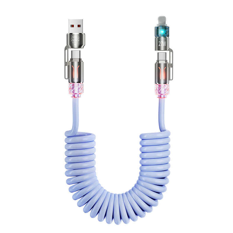 🔋240W 4-in-1 einziebares spiralförmiges Ladekabel