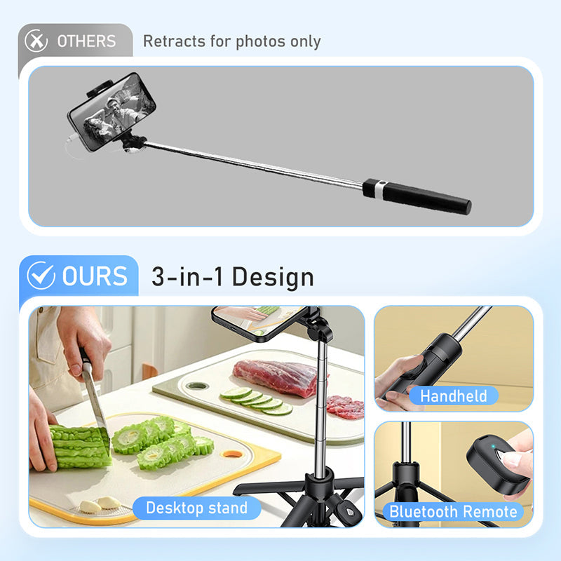Tragbares 4-Bein-Bluetooth-Selfie-Stick-Stativ