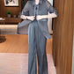 Dreiteiliges Frauen-Set aus Hemdjacke, Weste und Hose