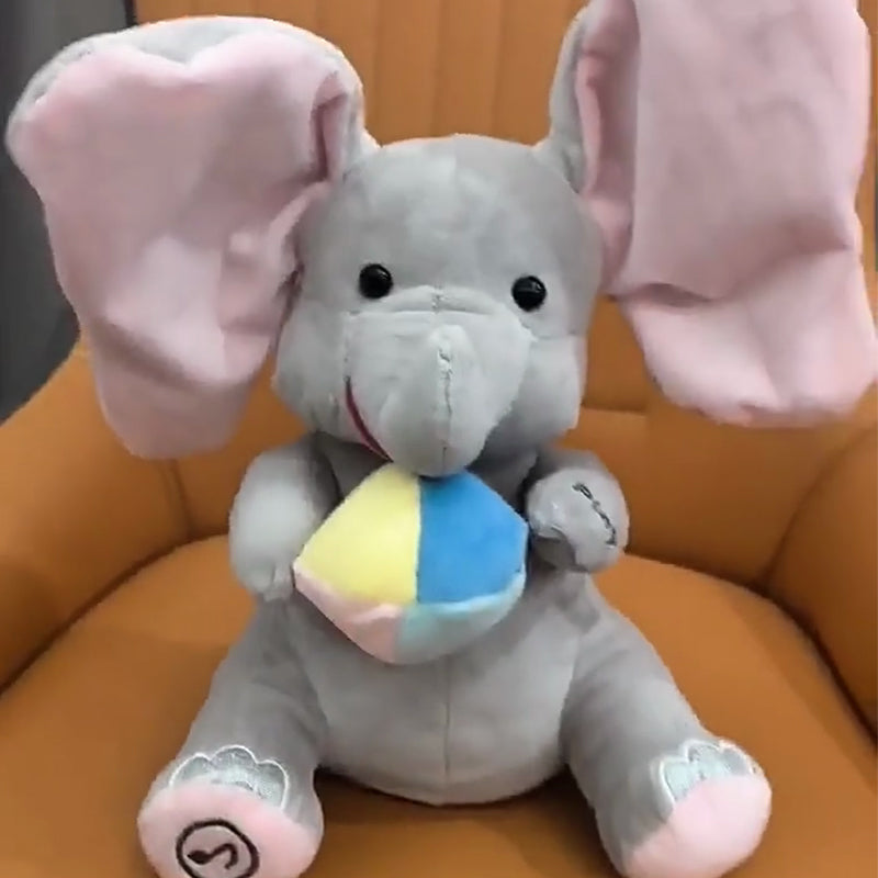 Versteckspiel-Elefant aus Plüsch - Trainingsspielzeug mit Geräuscheffekten für Babys ab 0+ Monaten | Förderung der Kopfkontrolle & sensorischen Entwicklung