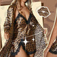 Damen sexy Set mit Leopardenmuster: Morgenmantel und Nachthemd