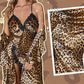 Damen sexy Set mit Leopardenmuster: Morgenmantel und Nachthemd
