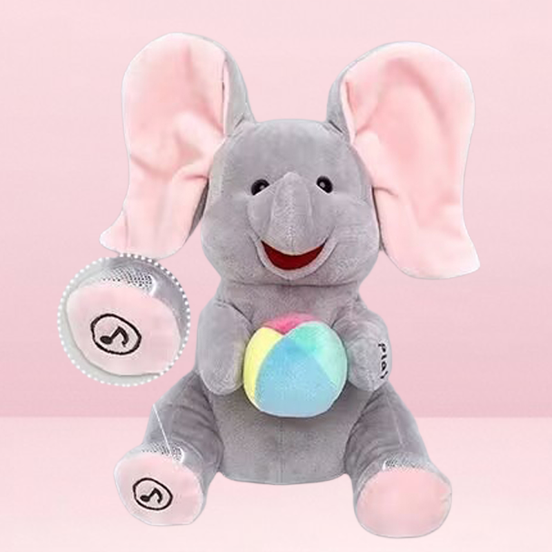 Versteckspiel-Elefant aus Plüsch - Trainingsspielzeug mit Geräuscheffekten für Babys ab 0+ Monaten | Förderung der Kopfkontrolle & sensorischen Entwicklung