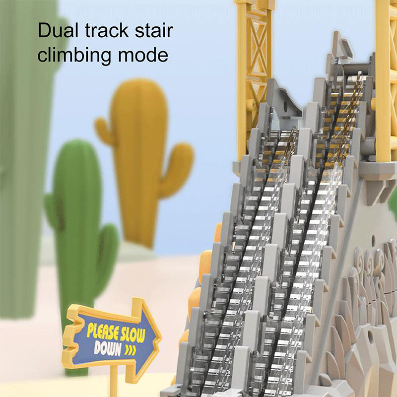 Elektrische Doppelspur-Dinosaurier-Rutsche – Interaktiver Spielspaß mit Spurwechseln und Lichteffekten