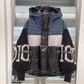Damen Steppjacke mit Kapuze, Strickärmeln und Patchwork-Design