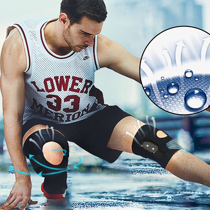 Stützende Sport-Kniebandage mit Doppelfeder & Silikon-Patella-Ring – Schutz bei Bewegung, Training & Wandern