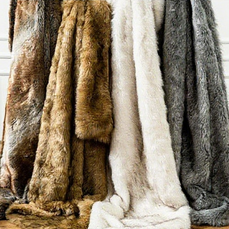 ✨ Luxus Kunstfell-Decke im Fuchs-Look – Weiche PV-Fleece Wohndecke, Sofa- & Bettüberwurf, Kuscheldecke im modernen Ins-Stil