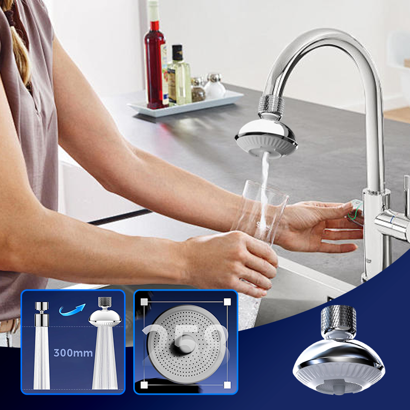 Fliegende Untertasse Wasserhahn-Aufsatz: Hochdruck- & Spritzschutz-Perlatormit 360° Drehfunktion & feinperligem Strahl – Verstopfungsgeschützt