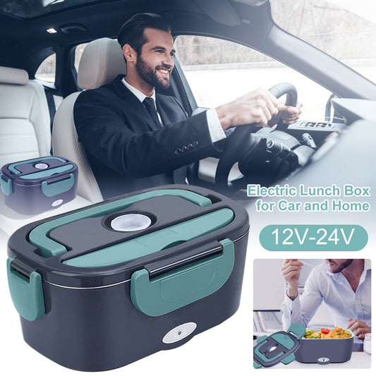 🔥 50 % Rabatt – Tragbare Heiz-Lunchbox mit Edelstahl-Einsatz – doppelte Spannung (12 V/220 V), trockene Erwärmung ohne Wasser – ideal für Auto, Büro & Reisen 🍱