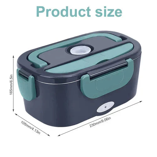 🔥 50 % Rabatt – Tragbare Heiz-Lunchbox mit Edelstahl-Einsatz – doppelte Spannung (12 V/220 V), trockene Erwärmung ohne Wasser – ideal für Auto, Büro & Reisen 🍱
