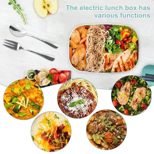 🔥 50 % Rabatt – Tragbare Heiz-Lunchbox mit Edelstahl-Einsatz – doppelte Spannung (12 V/220 V), trockene Erwärmung ohne Wasser – ideal für Auto, Büro & Reisen 🍱