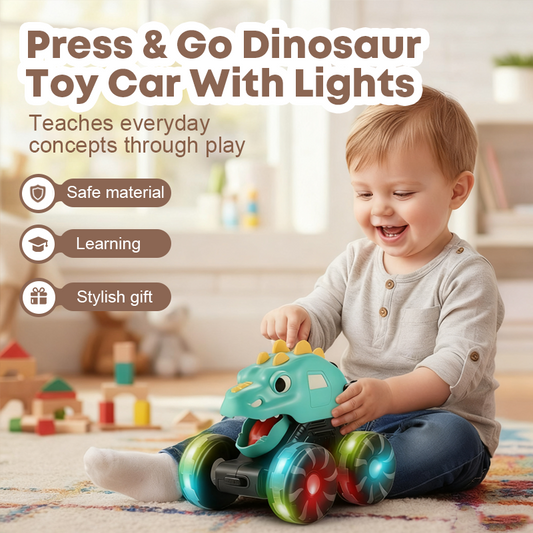 Press & Go Dinosaurier-Spielzeugauto mit Lichtern