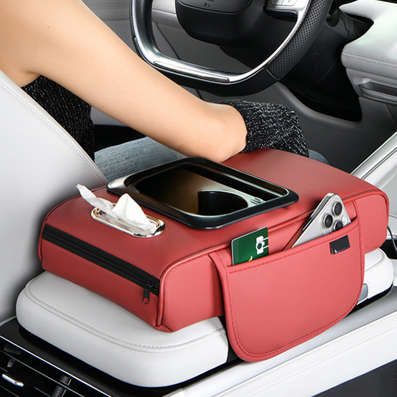 🚗 Mittelkonsole-Organizer mit Handyhalterung & USB-Ladefunktion – multifunktionaler Getränkehalter & Ablage für Auto