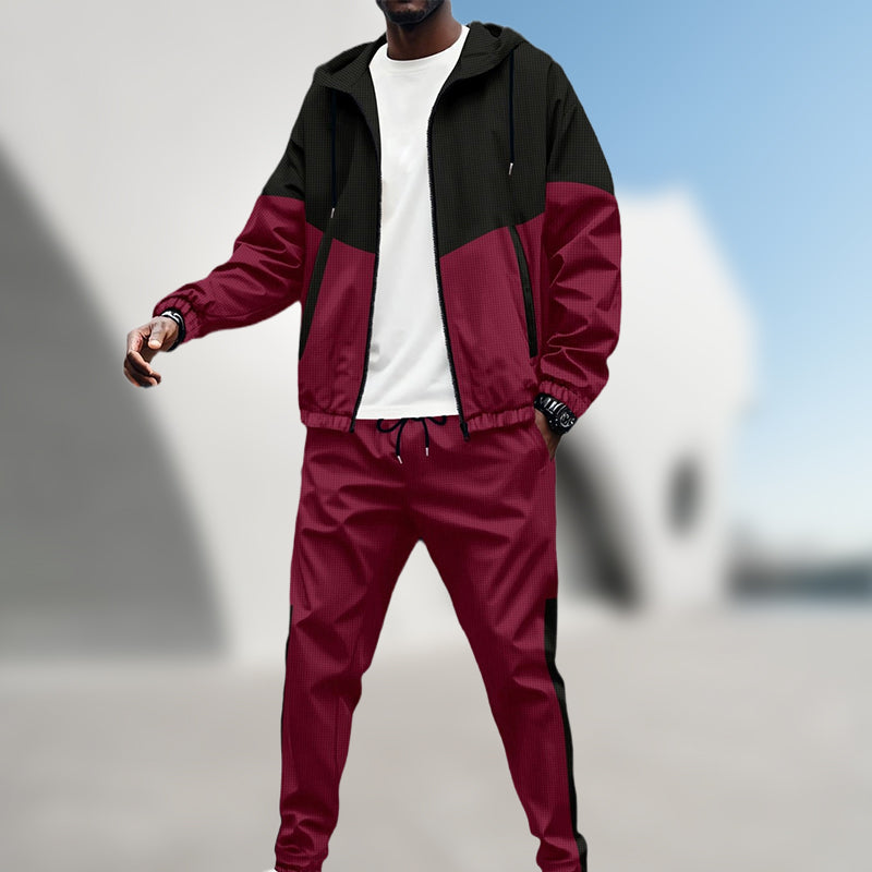 Herren Kontrast Hoodie & Verjüngte Jogginghosen Sport-Set