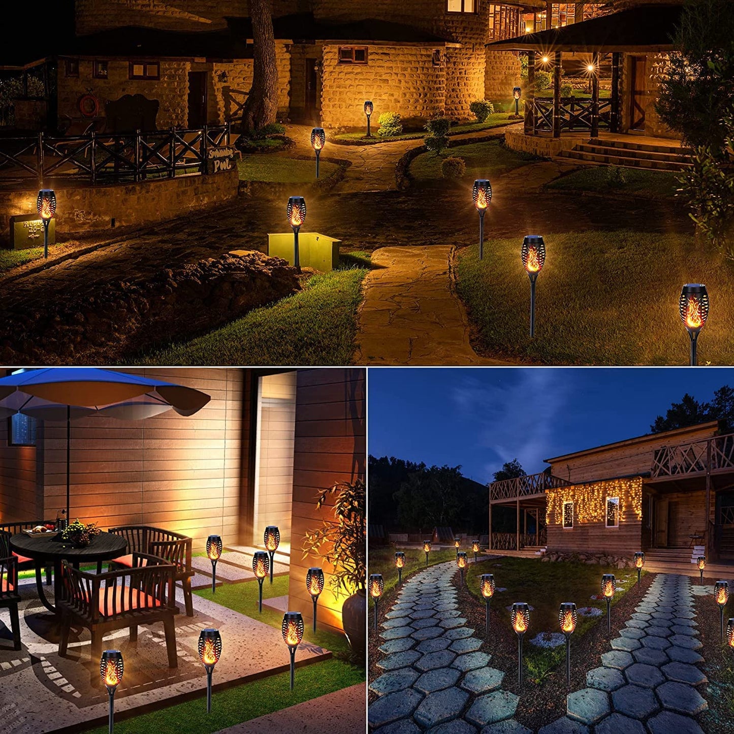 96 LED Solar-Gartenlampe – Feuerfackel-Design mit Bewegungssensor für Garten & Terrasse 🌞🏡