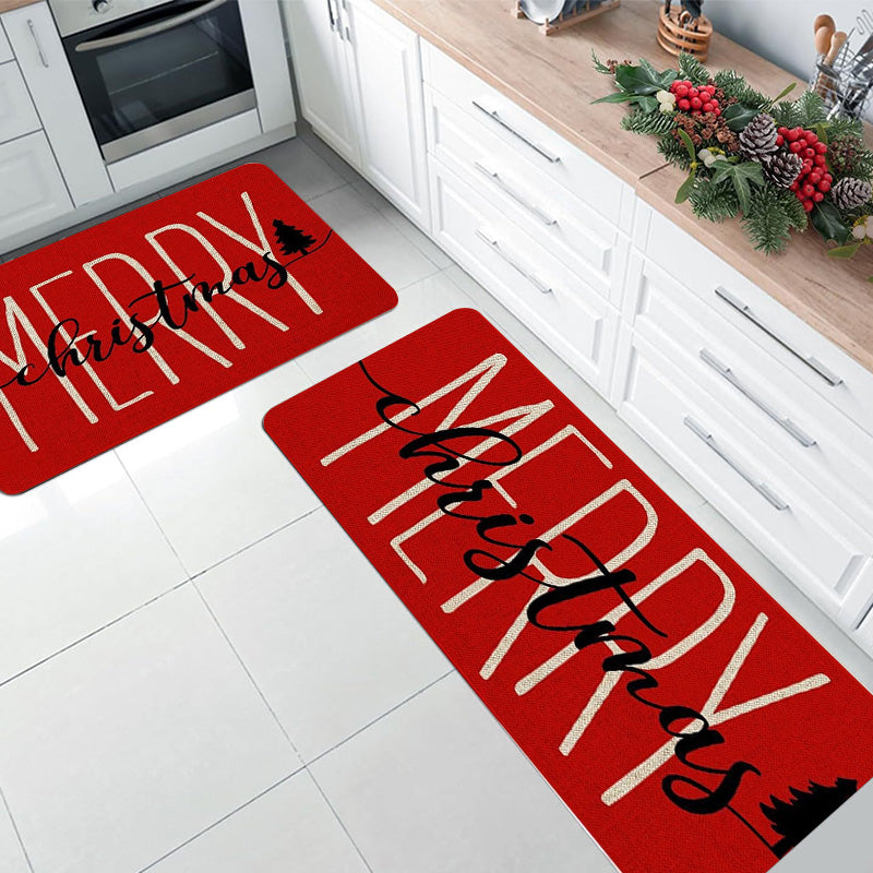 🎄✨Weihnachts-Küchenmatte für gemütliche Festtage - Rutschfest, leicht zu reinigen mit weihnachtlichen Dekormotiven