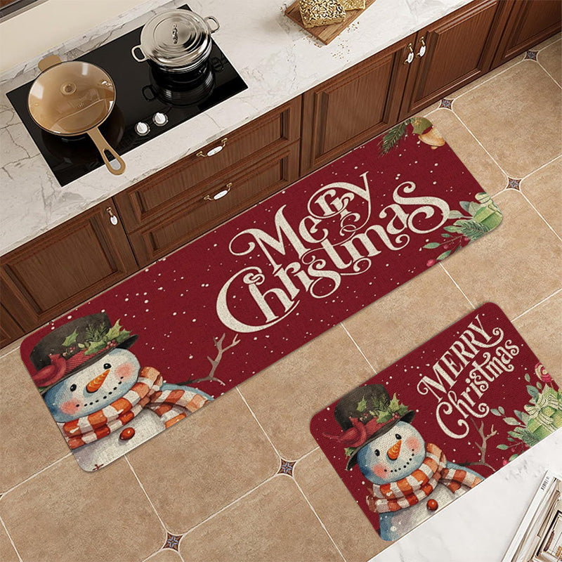 🎄✨Weihnachts-Küchenmatte für gemütliche Festtage - Rutschfest, leicht zu reinigen mit weihnachtlichen Dekormotiven