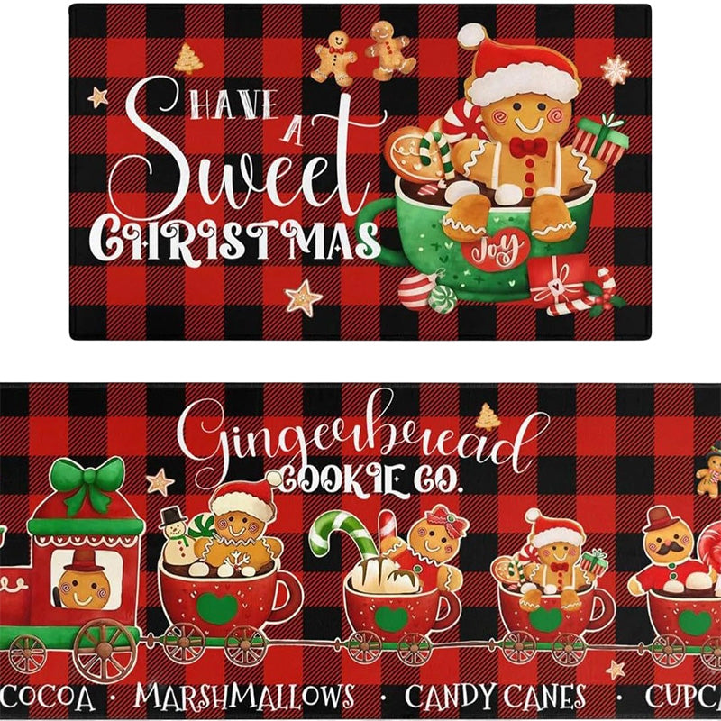 🎄✨Weihnachts-Küchenmatte für gemütliche Festtage - Rutschfest, leicht zu reinigen mit weihnachtlichen Dekormotiven