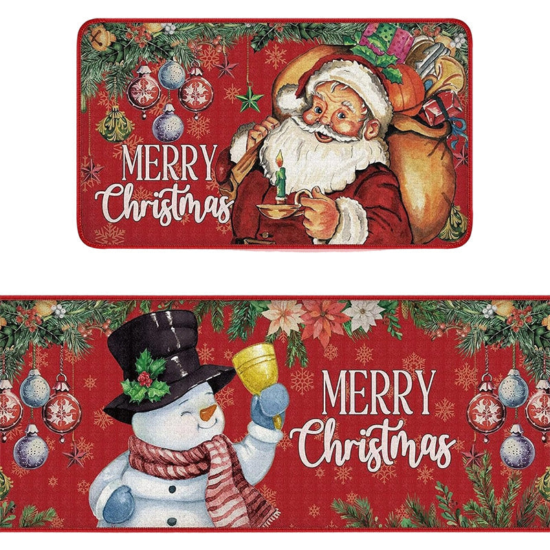 🎄✨Weihnachts-Küchenmatte für gemütliche Festtage - Rutschfest, leicht zu reinigen mit weihnachtlichen Dekormotiven