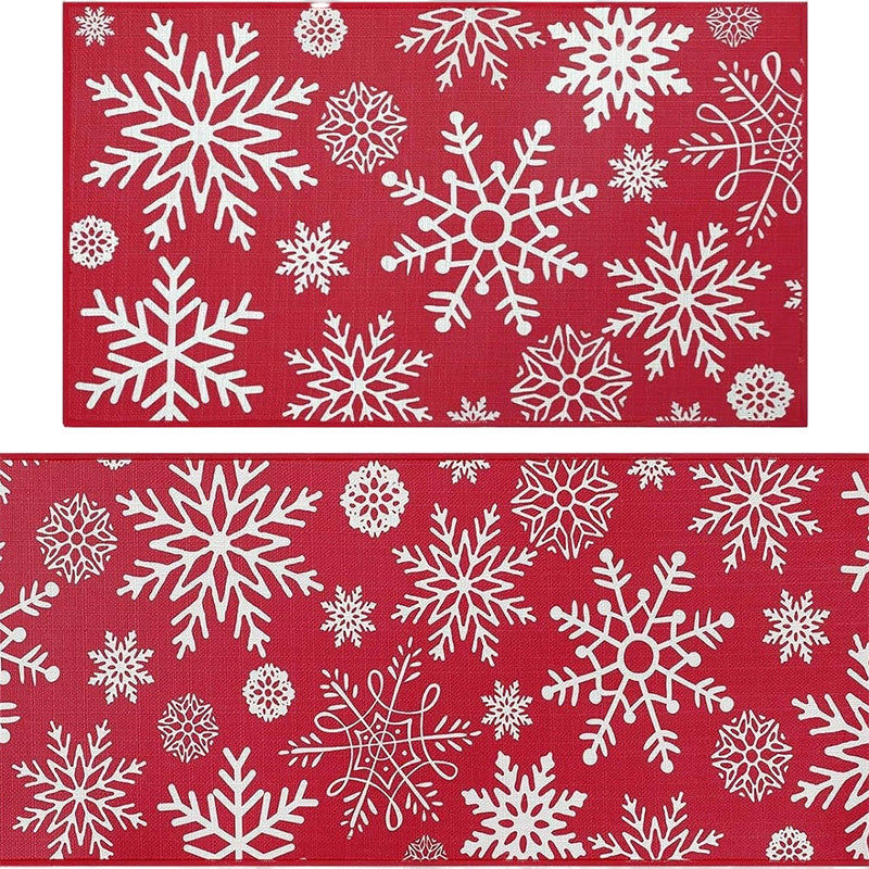 🎄✨Weihnachts-Küchenmatte für gemütliche Festtage - Rutschfest, leicht zu reinigen mit weihnachtlichen Dekormotiven