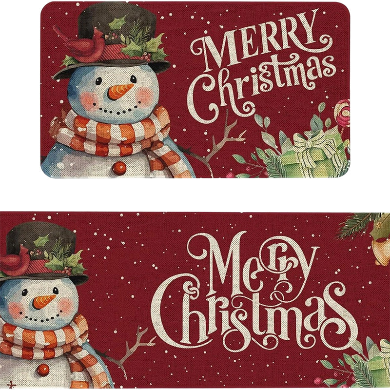 🎄✨Weihnachts-Küchenmatte für gemütliche Festtage - Rutschfest, leicht zu reinigen mit weihnachtlichen Dekormotiven