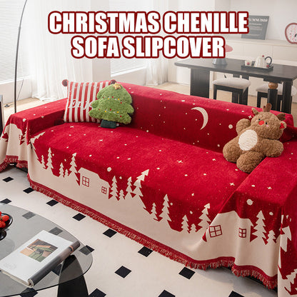 Christmas Chenille Sofa Slipcover - Weihnachten Chenille Sofa Schonbezug