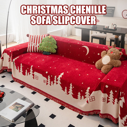 Christmas Chenille Sofa Slipcover - Weihnachten Chenille Sofa Schonbezug