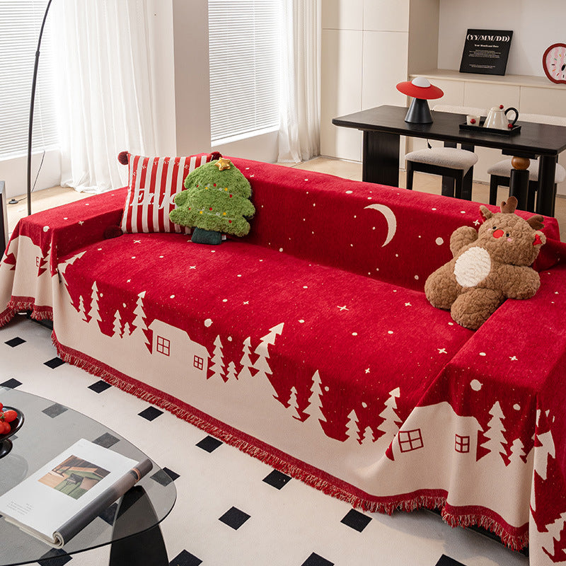 Christmas Chenille Sofa Slipcover - Weihnachten Chenille Sofa Schonbezug