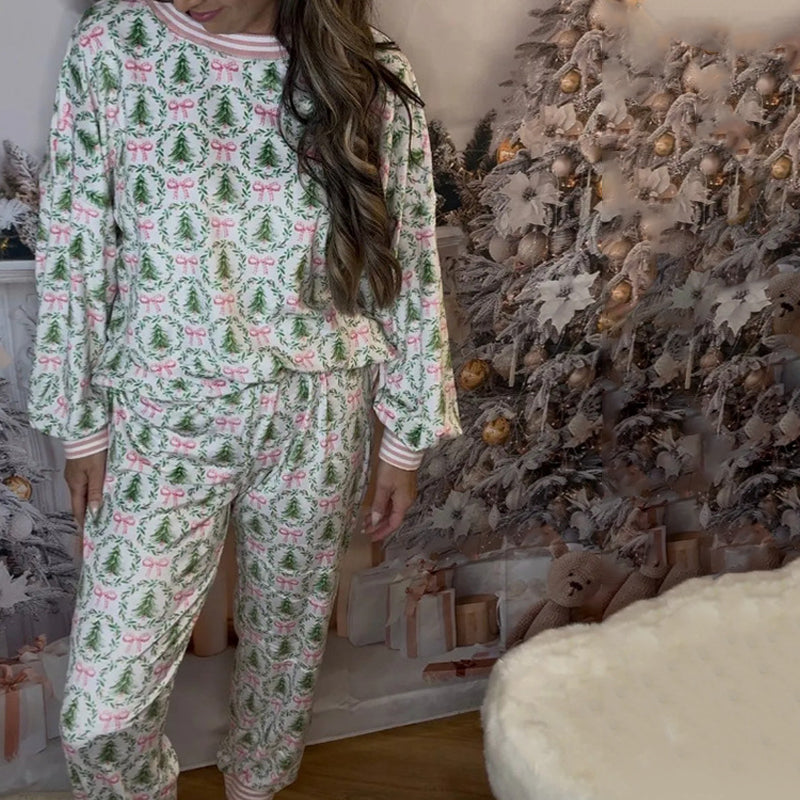 🔥Black-Friday-Mega-Angebot – 50 % Rabatt!🌲🎀Gemütliches Weihnachts-Set aus Langarmshirt und Hose