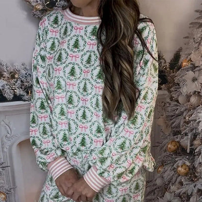 🔥Black-Friday-Mega-Angebot – 50 % Rabatt!🌲🎀Gemütliches Weihnachts-Set aus Langarmshirt und Hose