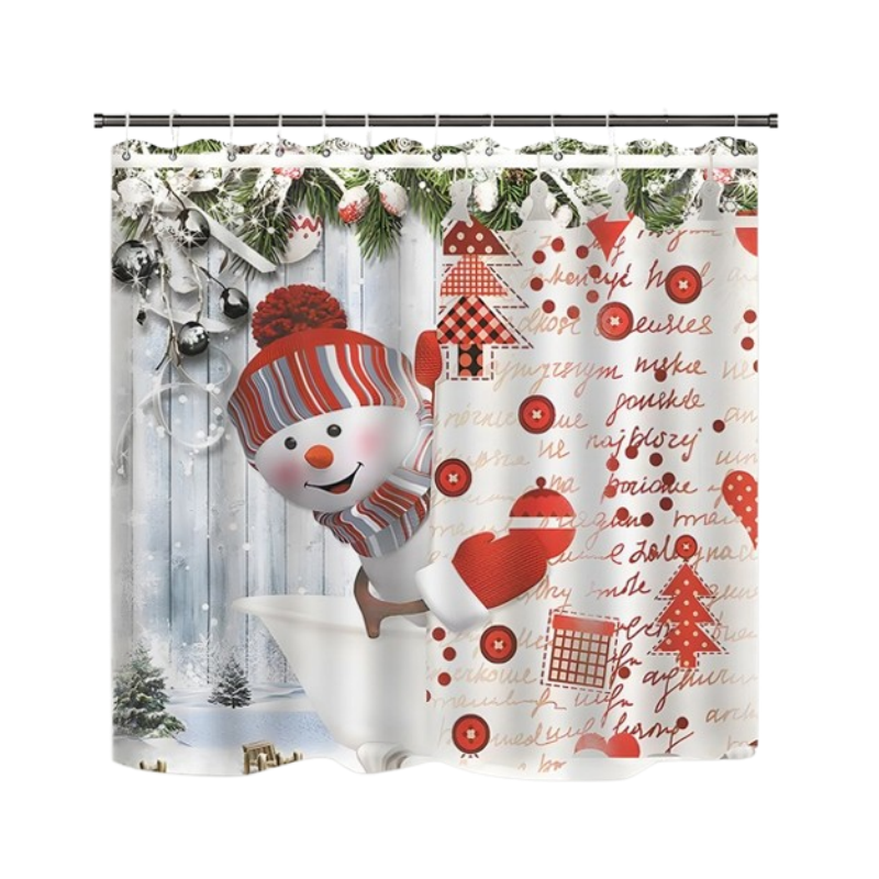 🔥Black-Friday-Mega-Angebot – 50 % Rabatt!🔥Weihnachts-Schneemann-Duschvorhang-Sets mit 12 Haken
