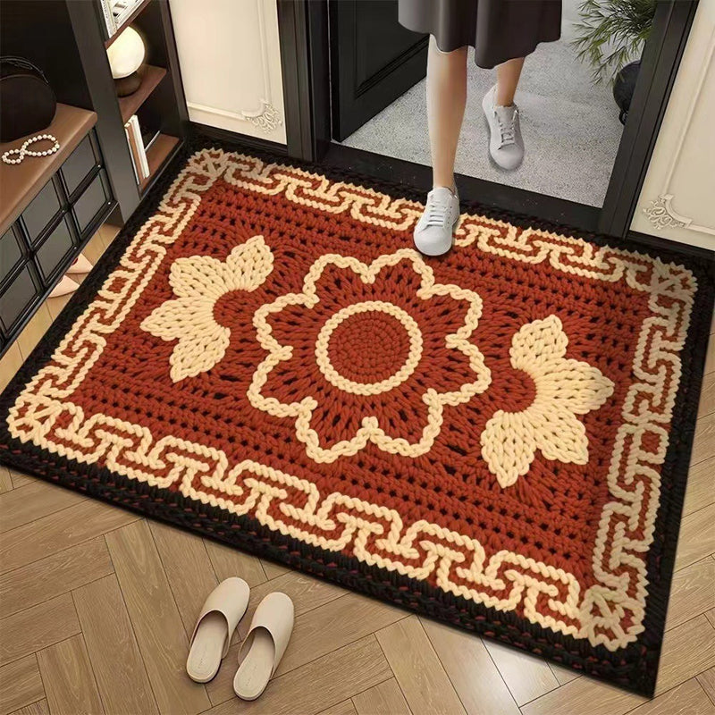 🌲Weihnachtsdeal: 3D-Floral-Garn Bodenmatte - Saugstark & Rutschfest