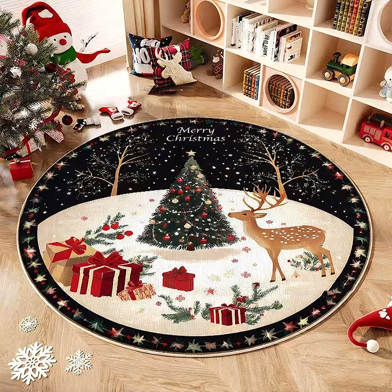 💖Black-Friday-Mega-Angebot – 50 % Rabatt!💖Rutschfester runder Teppich im Weihnachtsbaum-Design
