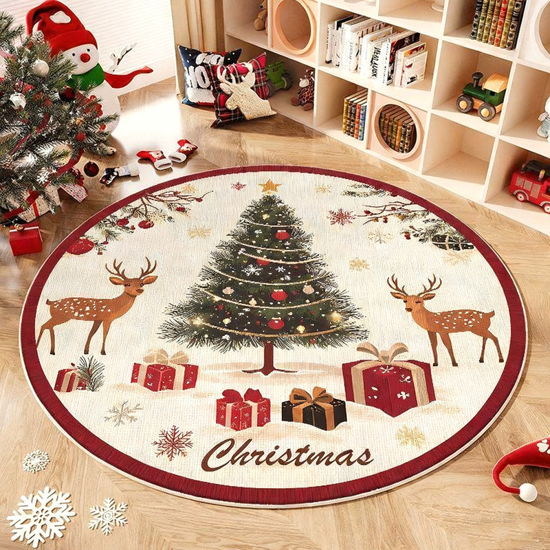 💖Black-Friday-Mega-Angebot – 50 % Rabatt!💖Rutschfester runder Teppich im Weihnachtsbaum-Design