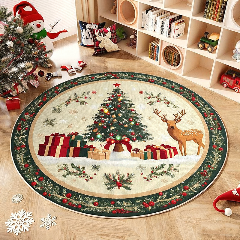 💖Black-Friday-Mega-Angebot – 50 % Rabatt!💖Rutschfester runder Teppich im Weihnachtsbaum-Design