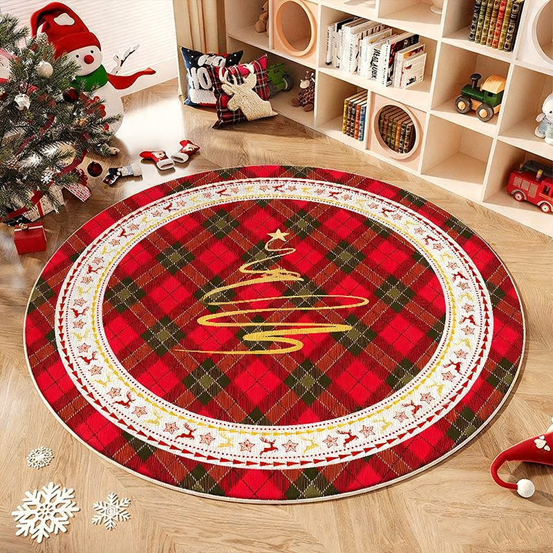💖Black-Friday-Mega-Angebot – 50 % Rabatt!💖Rutschfester runder Teppich im Weihnachtsbaum-Design