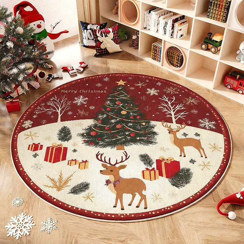 💖Black-Friday-Mega-Angebot – 50 % Rabatt!💖Rutschfester runder Teppich im Weihnachtsbaum-Design