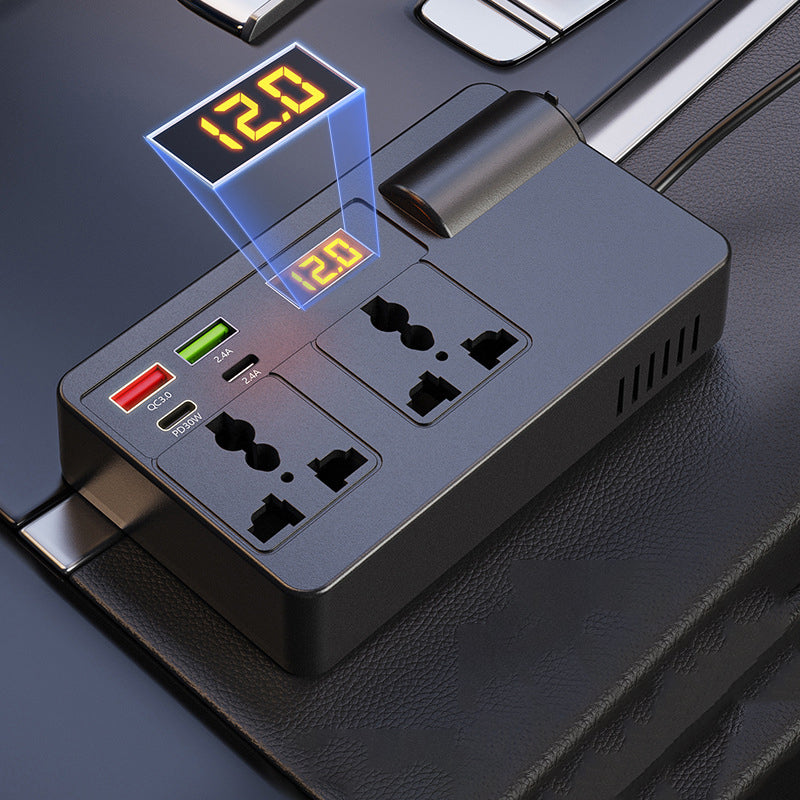 ⚡Black-Friday-Mega-Angebot – 50 % Rabatt!⚡🔋 Tragbarer Auto Wechselrichter 12V/24V zu 220V mit Digitaldisplay